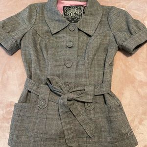 Guess: brown with pink blazer. Stretchy material. Size: Small.